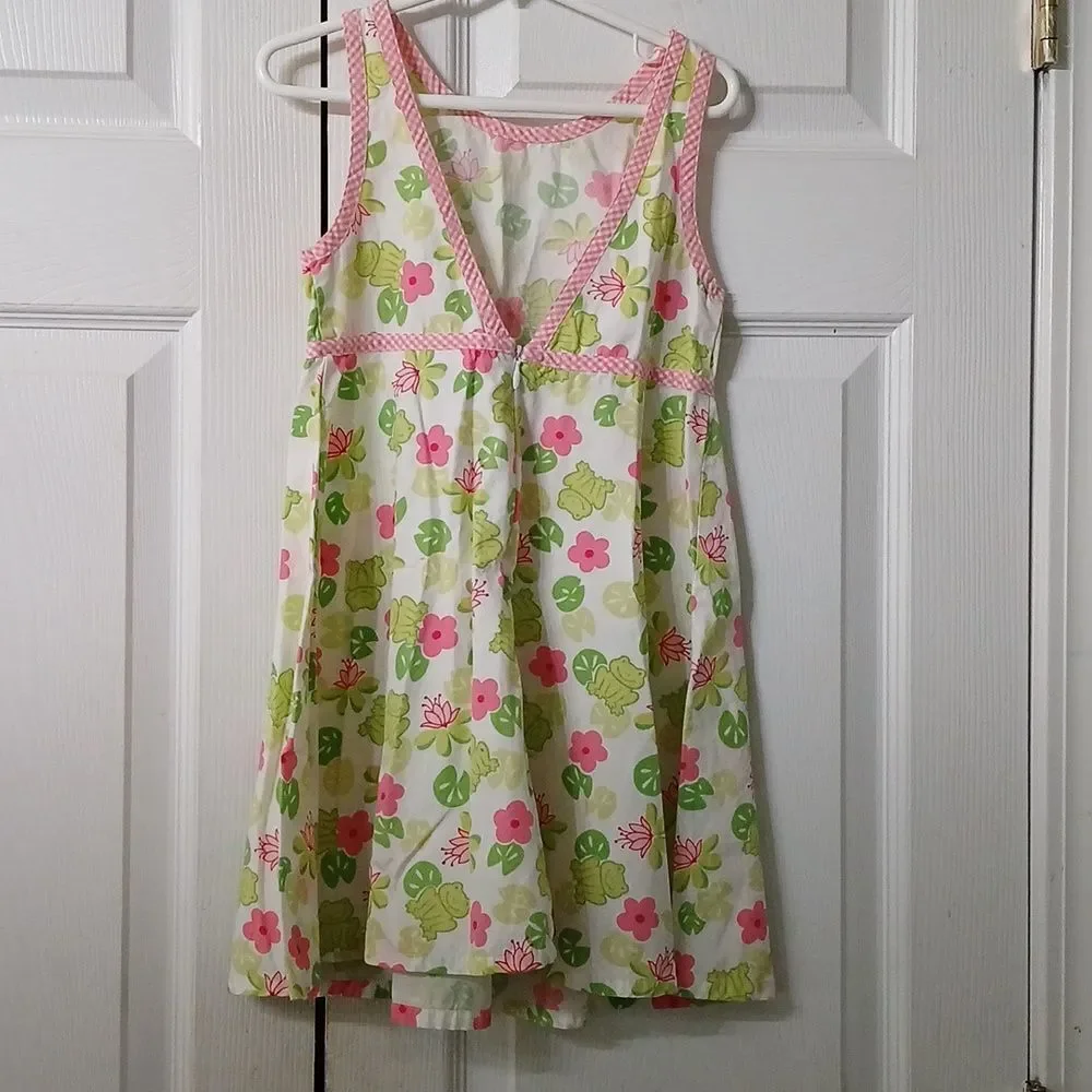 Gymboree Vintage Leapin Lilly Pads Frog Dress Sz L 5yrs Excellent cond.